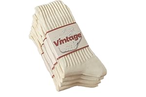 DAUCO 4 Pairs Natural 98% Cotton Crew Socks - Seamless, Breathable, Cozy Fall & Winter Socks for Women & Men