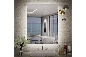 TETOTE 24 x 32 Inch LED Backlit Bathroom Vanity Mirror,Anti-Fog,Dimmable,CRI90+,Touch Button,Water Proof,Horizontal/Vertical Wall Mounted with Light