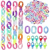 HLTOO 410PCS Acrylic Linking Rings, Link Connectors, Assorted Color Open Link Rings, with Plastic Lobster Claw Clasps, for DIY Jewelry Making, Purse Eyeglass Jean Pocket Chain Lanyard