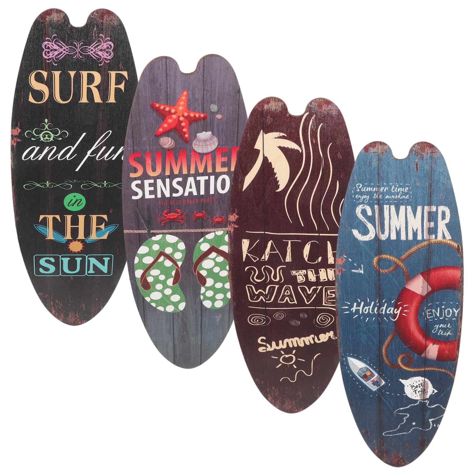 Operitacx Wooden Surfboard Wall Decor 5.5X6.3 Inch Summer Beach Theme Decorative Sign for Seaside Bedroom Bar Decoration