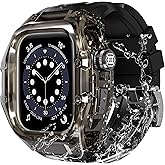YOGRE for Apple Watch Series 10 46mm Waterproof Case with Band, Built-in Screen Heavy Duty Case Cover for Men and Women, Soft Band Full Boddy Protect Cover Dustproof and Shockproof for 46mm, Black