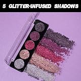 Profusion Cosmetics 5 Shade Glitter Eyeshadow Palette Amethyst Gems view 5