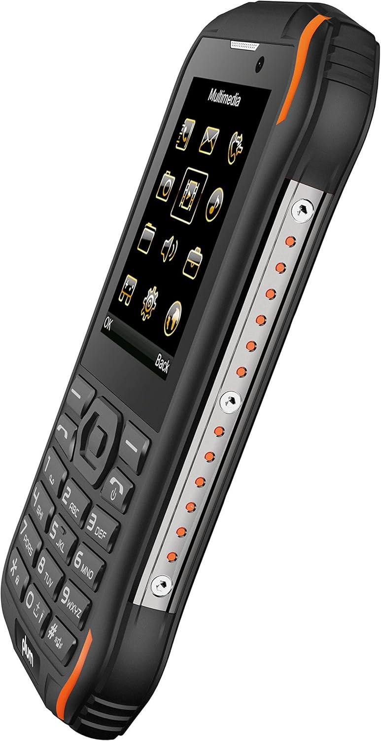 Plum Ram 7-3G Rugged Unlocked Cell Phone GSM - IP68 Certified Military Grade Water Shock Proof ATT Tmobile Cricket Metro Mint Net10 Straight Talk Walmart Mobile Consumer Cellular, Black Orange