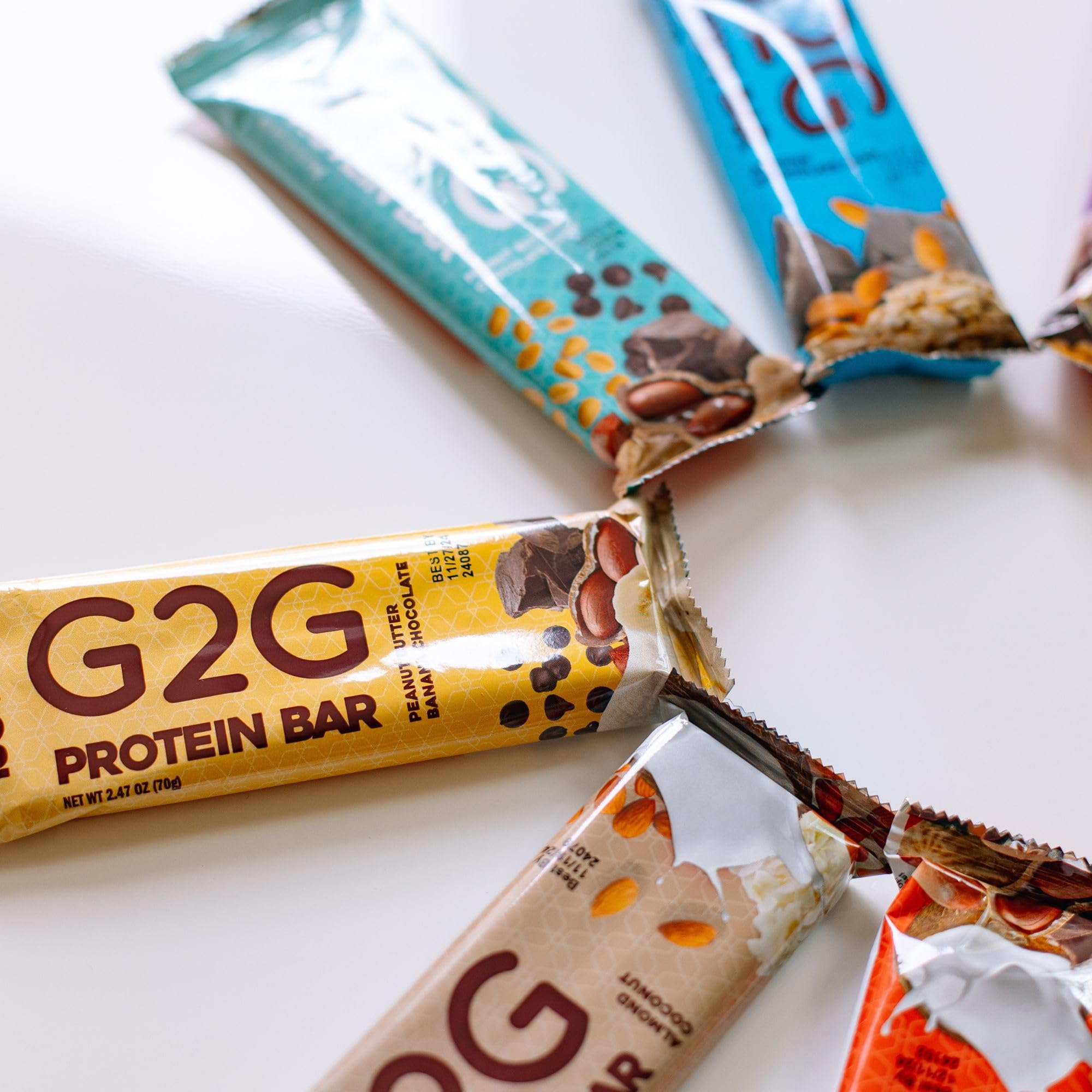G2G Protein Bar, 8 Flavor Variety Pack, High Protein, Gluten-Free, Healthy Snack, Delicious Meal Replacement, Clean Ingredients, Refrigerated for Freshness, (Pack of 8)