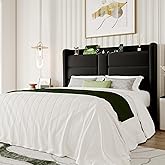 SHA CERLIN Queen Size Upholstered Bed Frame with Storage Shelf & Charging Station, Modern Velvet Platform Bed with Wingback Headboard, Wooden Slats Support, No Box Spring Needed, Easy Assembly, Black