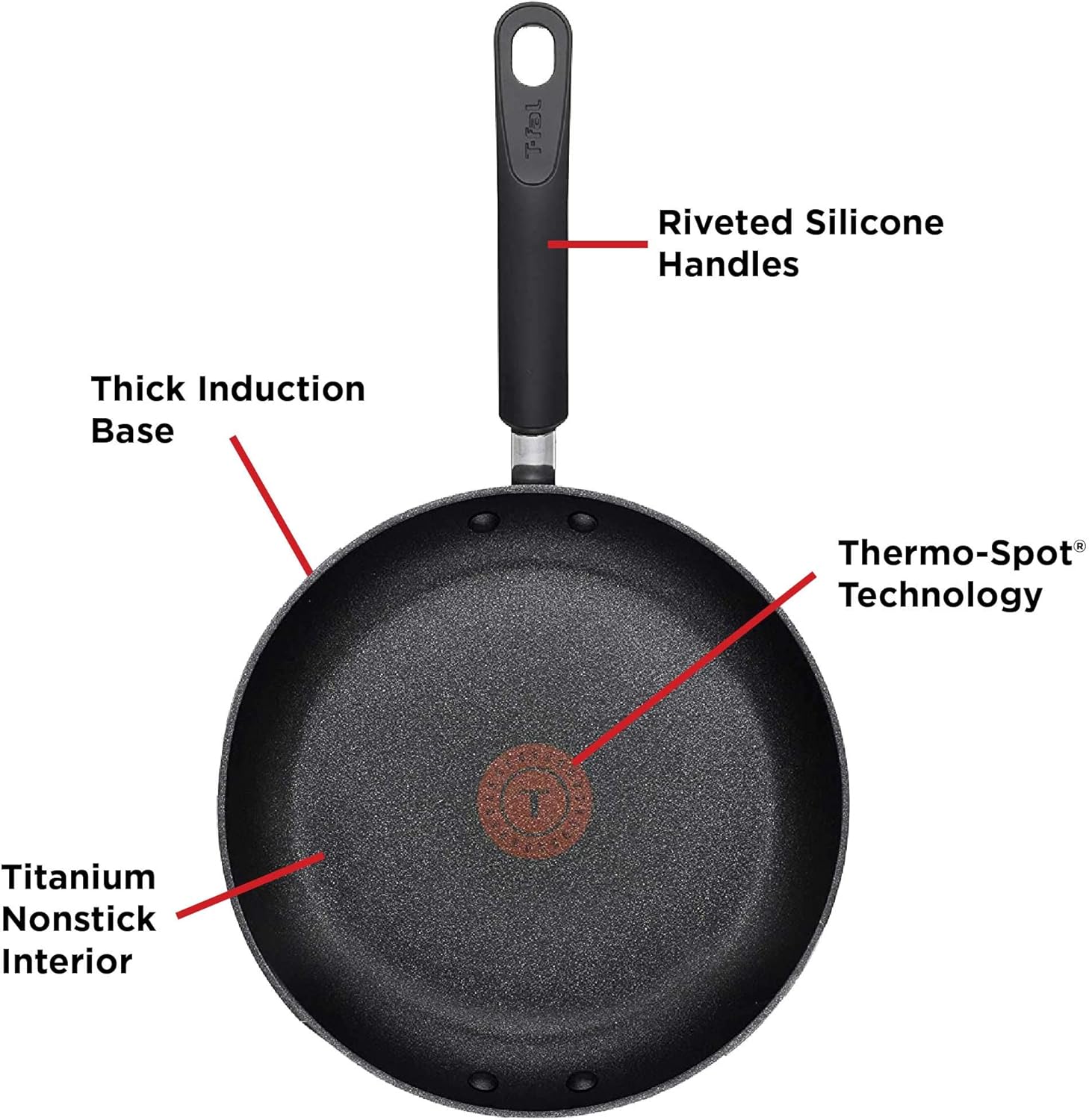 T-fal E93808 Professional Nonstick Fry Pan, Nonstick Cookware, 12.5 Inch Pan, Thermo-Spot Heat Indicator, Black: Kitchen & Dining