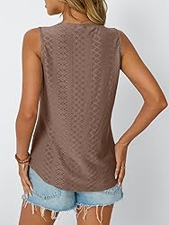 AUTOMET Women Summer Tank Top Eyelet Embroidery