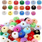 WJIAAA 50 Pcs Pom Pom Beads, Colorful Soft Fluffy Faux Fur Beads for Pens Hair Accessories Bag DIY Jewelry Bracelets Keychains Earrings Crafts