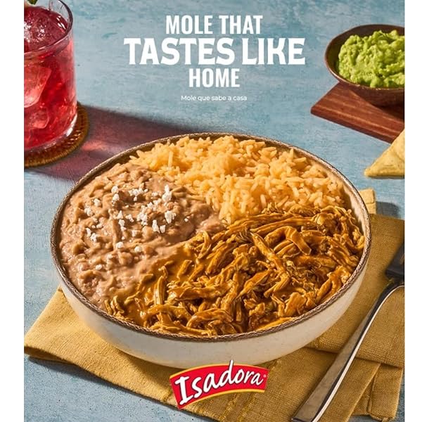 ISADORA FULLY COOKED POLLO CON MOLE 15 OZ POUCH, READY-TO-EAT MICROWAVE MEAL, SEASONED SHREDDED CHICKEN, GLUTEN FREE, AUTHENTIC MEXICAN INGREDIENTS, SHELF STABLE MEAT
