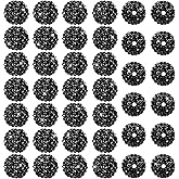 Loetere 40 Pcs 20 mm Rhinestone Beads Bulk Crystal Round Disco Ball Chunky Bubblegum Beads for Pens Bracelets Charms Craft European Style Jewelry Making Supplies Christmas(Black)