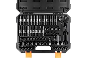 3/8" Drive Impact Socket Set, 59-Piece Standard SAE (5/16 to 3/4 inch) and Metric (6-22mm), Include 9-Piece E-Torx Socket Set