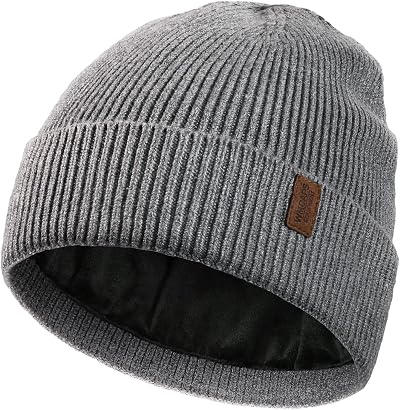 Wmcaps Beanie for Men Grey Wooly Knit with Thick Warm Lining Unisex
