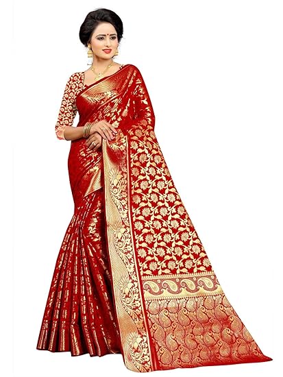 Women's Banarasi Silk Saree With Blouse Piece