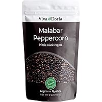 Viva Doria Malabar Peppercorn, Whole Black Pepper, Black Peppercorns For Grinder Refill (6 Ounce)