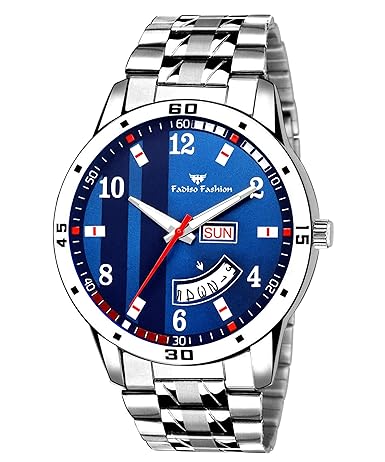 FF8101-BL Blue Printed Day & Date Boys Watch - for Men
