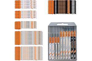 50PCS T Shank Jigsaw Blades Set - BGTEC HCS/HSS Jig Saw Blades for Wood, Plastic and Metal Cutting(T118A,T118B,T101AO,T101B,T