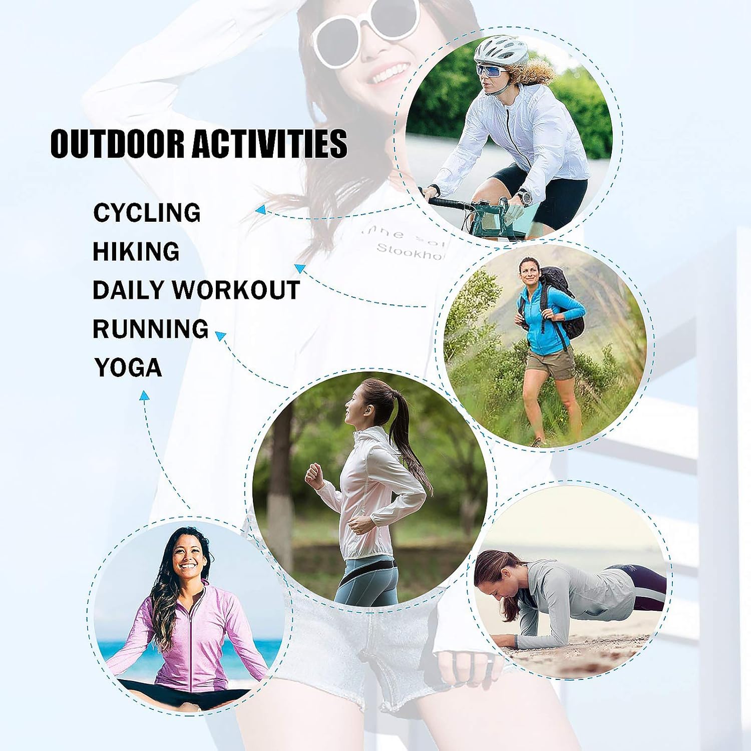 Casei Women Yoga Jacket Ultra -Thin UPF 50+ Sun Protection Hoodie Shirt Long Sleeve Outdoor UV Shirt Running Hiking Jacket: Clothing