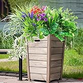 14 Bundles Outdoor Artificial Greenery Plants Flowers,Faux Bush Shrubs Outside UV Resistant,Fake Plastic Vine Boxwood Bushes for Garden Porch Farmhouse Window Box Indoor Home Office Spring Decor