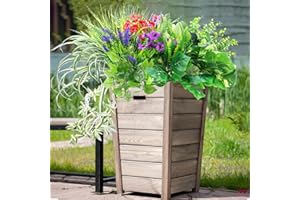 14 Bundles Artificial Outdoor Plants with Faux Flowers – UV Resistant Faux Greenery, Boxwood & Boston Fern Shrubs with Plasti