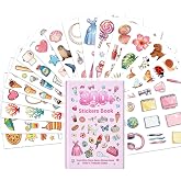 800+ Cute Stickers for Kids, 60-Page Sticker Book with Funny, Aesthetic & Scrapbook Stickers, Journaling Stickers for Scrapbooking Supplies, Planners, Crafts, Rewards, Girls Ages 6+(Pink)