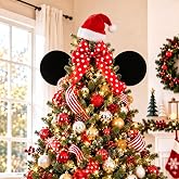 Junkin 2 Pcs Cartoon Black Ear Christmas Tree Topper 8.66 Inch Large Ears | Indoor Outdoor Decor, Xmas Party Treetop Ornament, Festival Theme Decoration, Large Character Design for Holiday