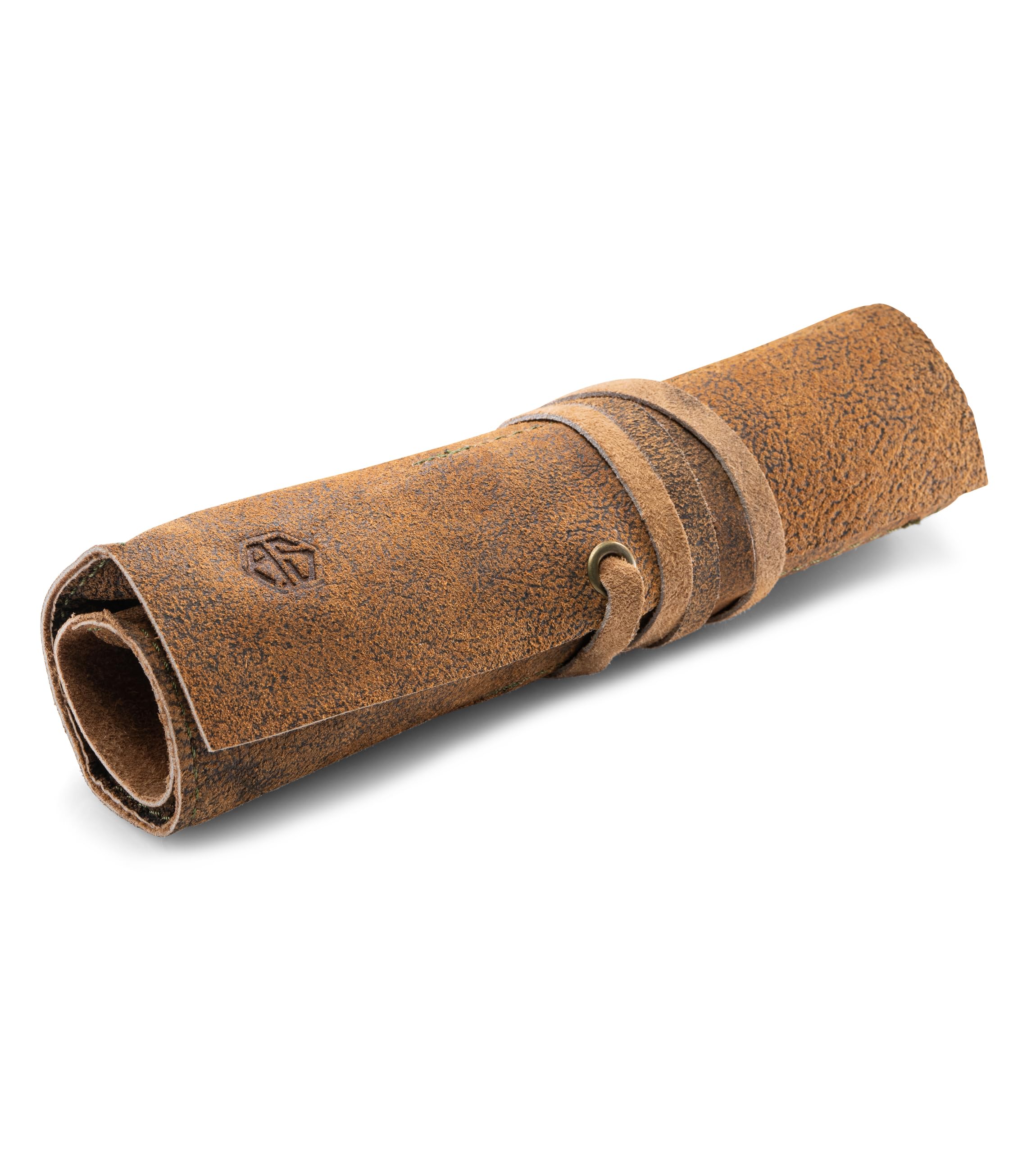 Angus Stoke Leather Roll Bag for Pens, Brushes and Accessories - Leather Pencil Case - Handmade Pencil Roll Leonardo, Antique Brown — image 1