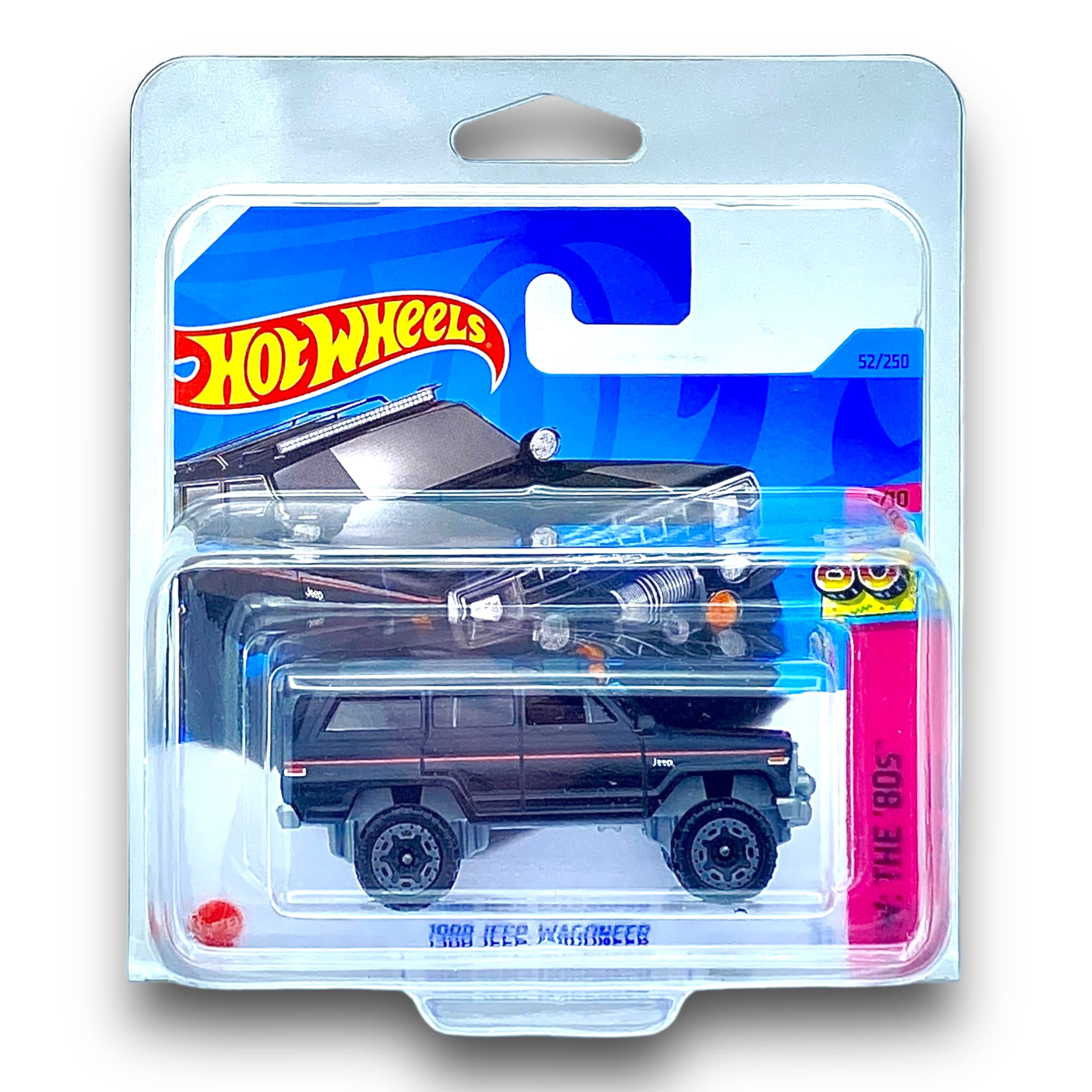 Hot Wheels 1988 Jeep Wagoneer (Black) 5/10 HW: The 80's - 2023-52/250(Short Card) - COMES IN A KLAS CAR KEEPER PROTECTIVE COLLECTORS CASE - HKJ63