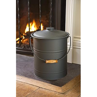 Buy Plow Hearth Double Bottom Metal Fireplace Ash Bucket With Lid And Handle 10 Diameter X 13 H Charcoal Black Online In Indonesia B005fnj76k