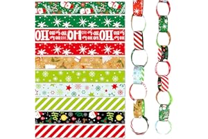 ASTARON 300pcs Christmas Paper Chains Festive Printed Creative Paper Decorations