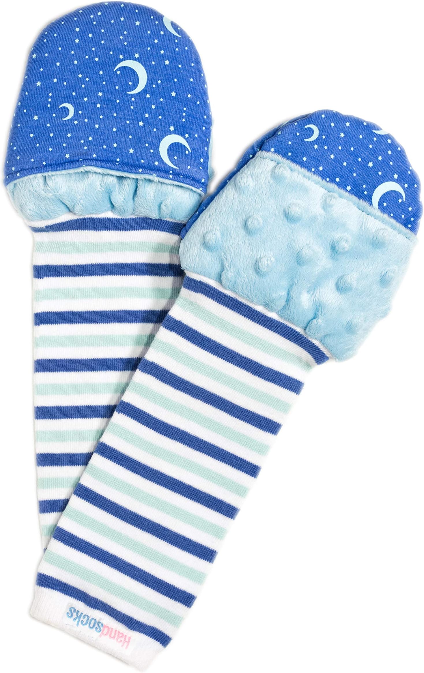Handsocks Plushy Stay On Strap-Free No-Scratch & Warmth Baby & Kid Mittens (Medium (6-12 Months. Bicep Size Should be 5.0"-8.0"), Sweet Caroline (Stars))