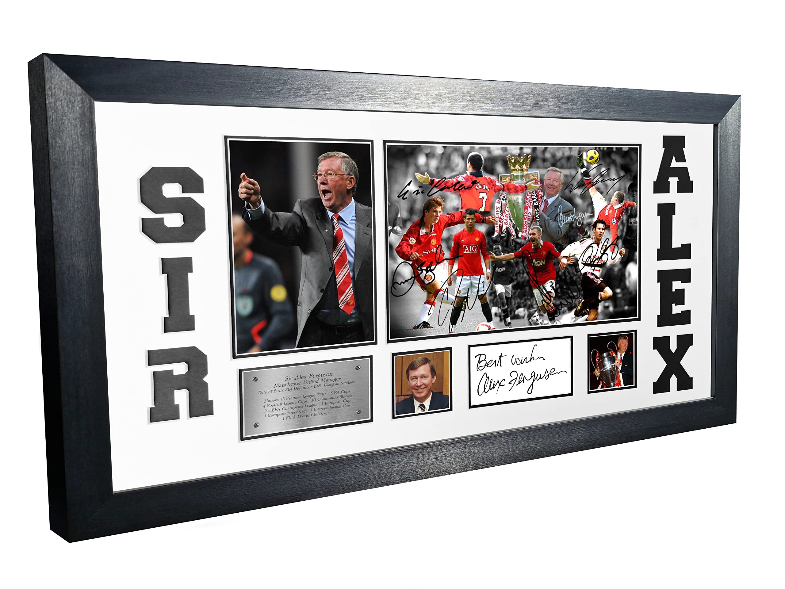 Sir Alex Ferguson Montage Celebration Manchester United Utd Signed Autographed Ronaldo Beckham Cantona Giggs Rooney Scholes Photo Photograph Picture Frame Football Soccer Poster Gift W