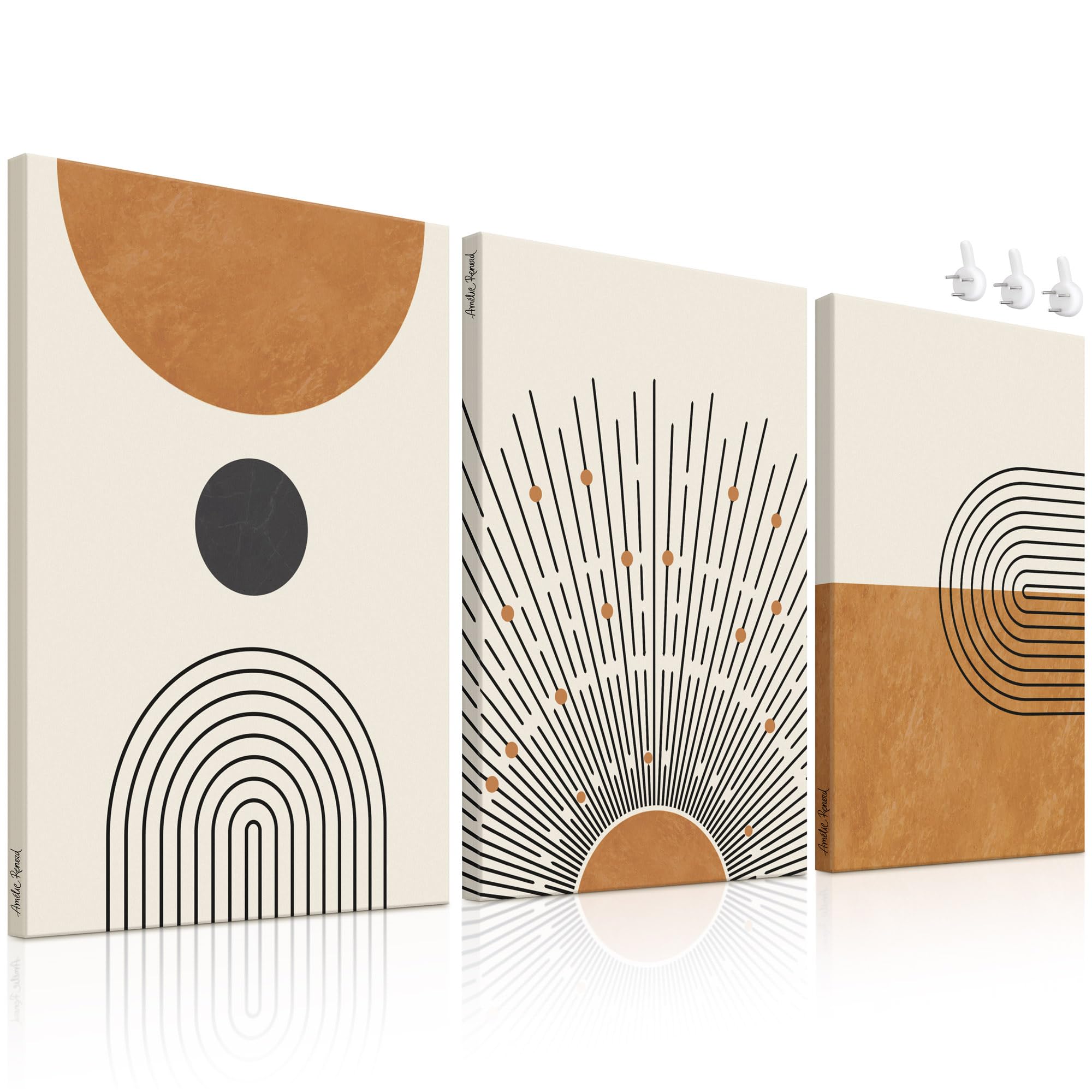Boho Wall Art Set of 3 Mid Century Modern Wall Decor, Boho Art Wall ...