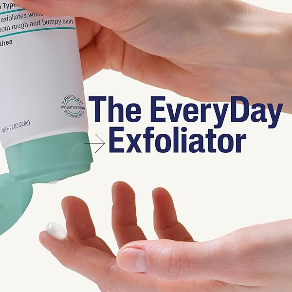 CETAPHIL EXFOLIATING ROUGH & BUMPY CREAM, LIGHTWEIGHT CREAM FOR ALL SKIN TYPES, 8 OZ TUBE, 20% UREA, GENTLY EXFOLIATES, REFINES SKIN TEXTURE, DERMATOLOGIST RECOMMENDED BRAND