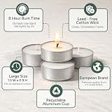 Zuvo 8 Hour Tea Lights Candles 100 Pack Unscented White 3.8x2.3 cm view 5