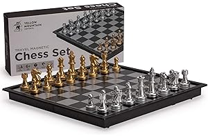 Yellow Mountain Imports Travel Magnetic Chess Set (9.8-Inch) - Folding and Portable Board Game