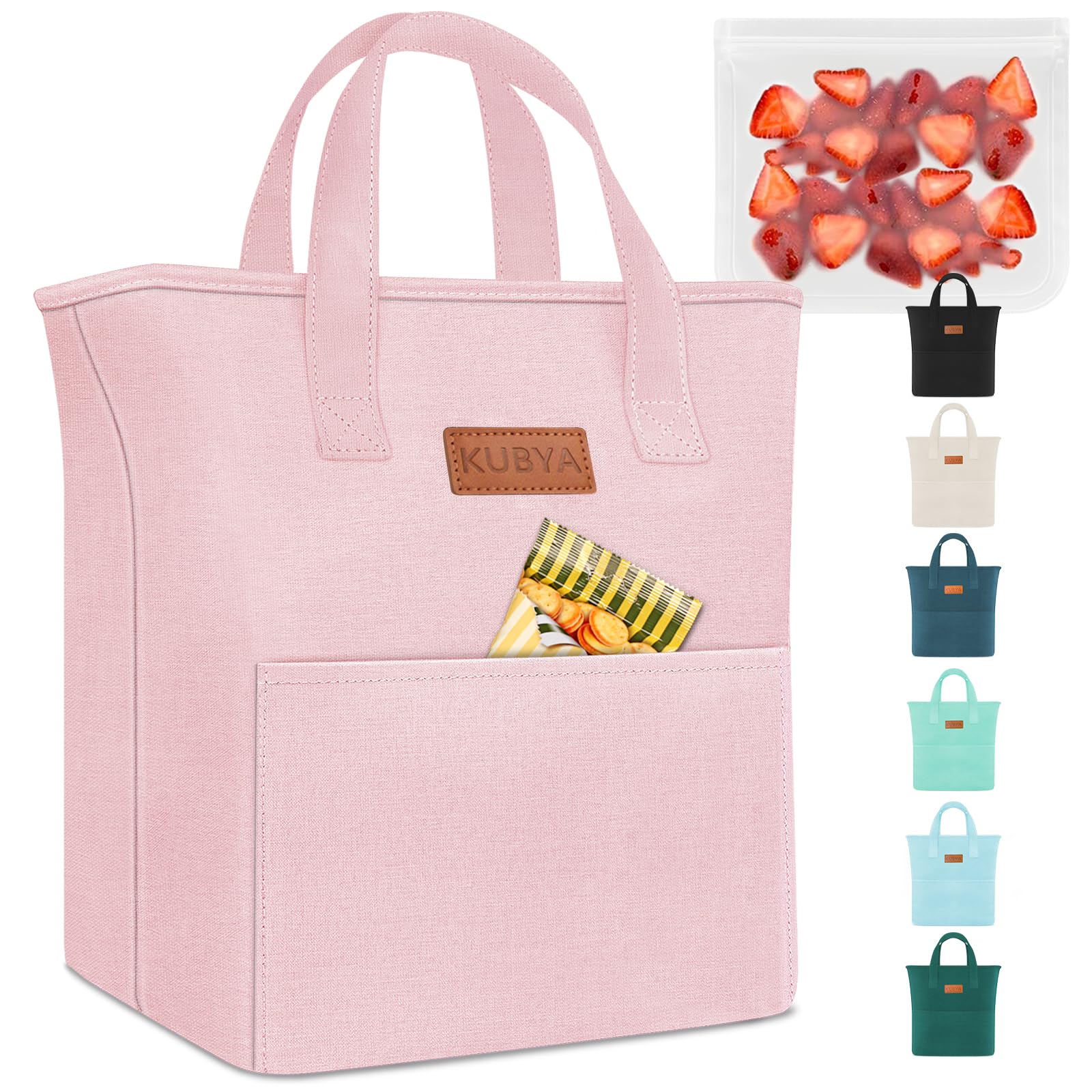 Photo 1 of KUBYA Lunch Box Lunch Bag for Women Adult Men Insulated Cooler Lunch Boxes Simple Reusable Lunchbag Cute Lunchbox Large Capacity Lunch Tote Bags for Picnic or Work, Included Food Storage Bag