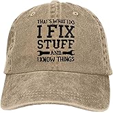 RNFENQS Funny Men's I Fix Stuff and I Know Things Baseball Cap Vintage Dad Hat