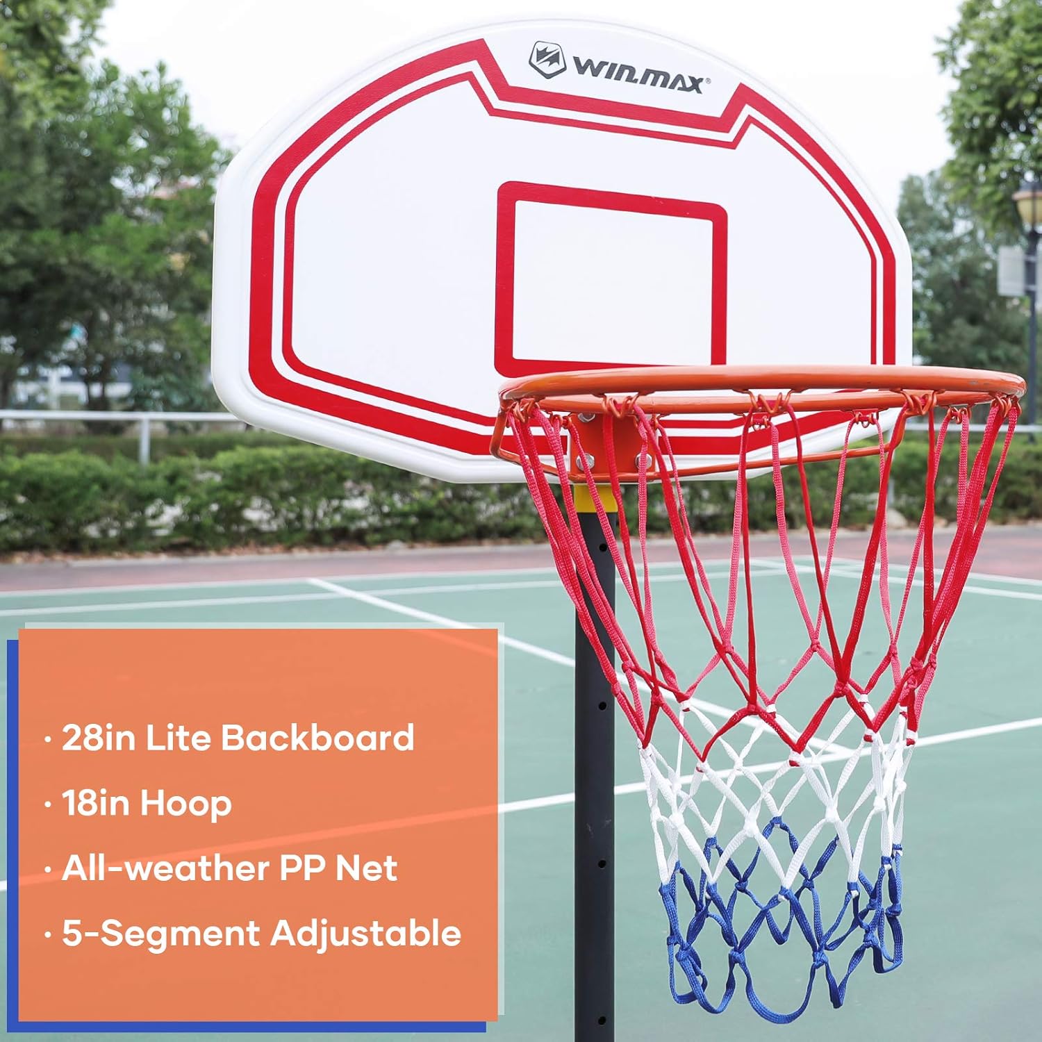 WIN.MAX Portable Basketball Hoop Goal System Kids 5-6.8ft Adjustable18in Rim Indoor Outdoor Youth Teens : Sports & Outdoors