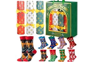 MOVINPE 8 Pack Christmas No Snap Party Table Favors, 10” Christmas Table Decorations with Cotton Funny Socks, Paper Crown, Jo