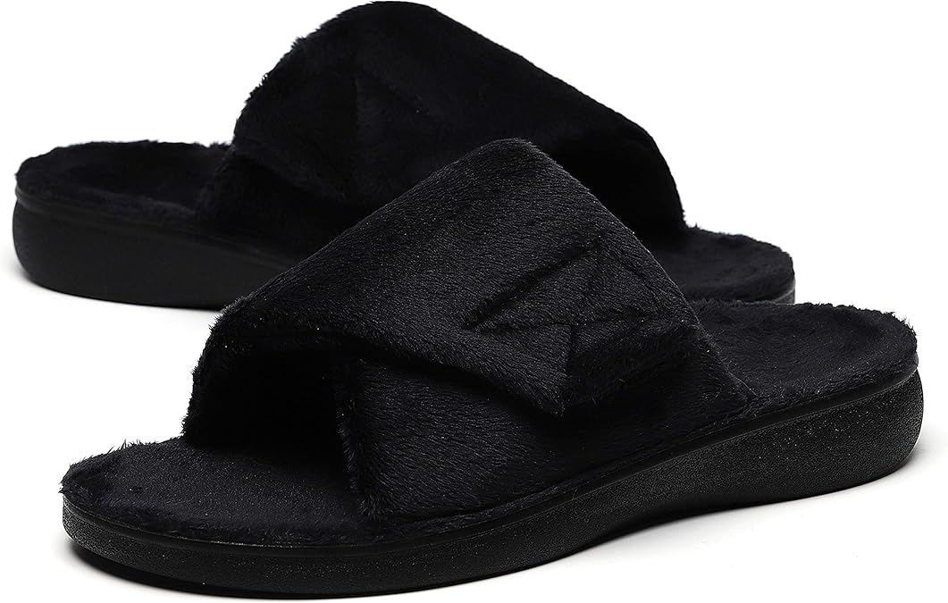 SOLLBEAM Fuzzy House Slippers with Arch Support Orthotic