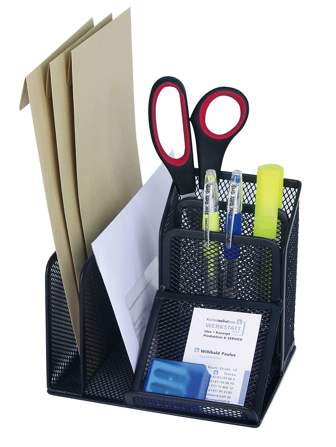 Wedo Butler Office 65501 Pen Holder 4 Compartments and Slant Tray Wire Metal Black