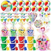 YADIYA Pool Party Favors，Beach Summer Party Favors for Kids,146 PCS Beach Toys For Kids Ages 4-8,Summer Toys with Beach Balls,Kids Sunglasses,Sand Buckets,Sticky Toys-Pool Party Decorations