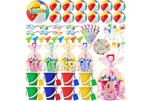 YADIYA Pool Party Favors,Beach Summer Party Favors for Kids,146 PCS Summer Toys with Beach Balls,Kids Sunglasses,Sand Buckets