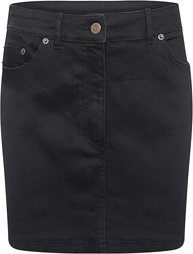 womens black denim mini skirt