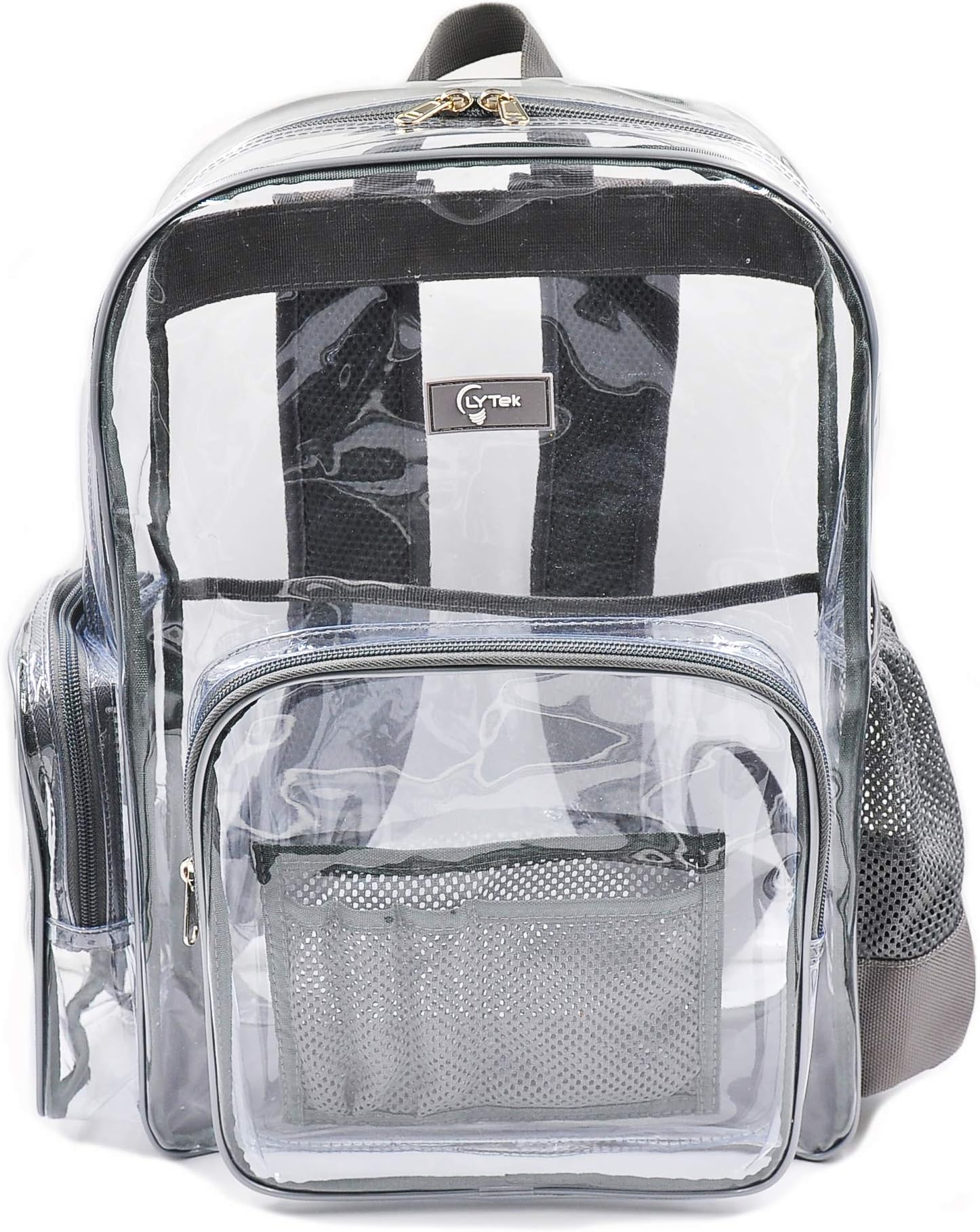 LYTek Heavy Duty Clear Backpack with Laptop Sleeve and Security Pocket, See Through Backpack with Sturdy Stitches and Durable Military Grade Nylon Bottom, Unisex for School, Work, Stadiums.Medium Large