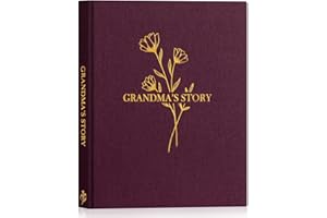 Lanpn Grandma Life Story Book Journal with 260+ Prompts, Linen Hardcover Grandmother Guided Journal Memory Keepsake Book to F