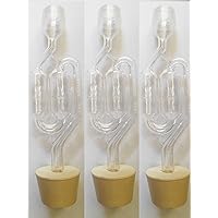 Craft Brew 3ct. - S-Shape Airlock with #6.5 Stopper - Set of 3 (Bubble Airlock), Clear, B00IGY9H4M