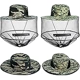 Sucrain 2 Pack Mosquito Head Net Hat Sun Hat Garden Bug Hat with Hidden Net Mesh for Outdoor Gardening Beekeeping