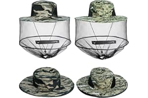Sucrain 2 Pack Mosquito Head Net Hat Sun Hat Garden Bug Hat with Hidden Net Mesh for Outdoor Gardening Beekeeping