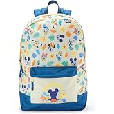 Disney Store Official Mickey Mouse and Friends Backpack, Character Print Disney Laptop Backpack with Fun Beach Pattern, Front Pocket and Adjustable Padded Straps for Kids or Adults